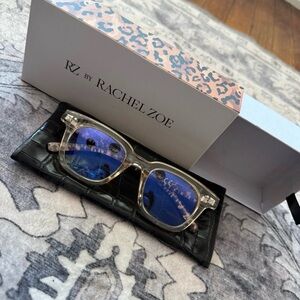 Rachel Zoe Transparent Frame Sunglasses with Blue Lenses